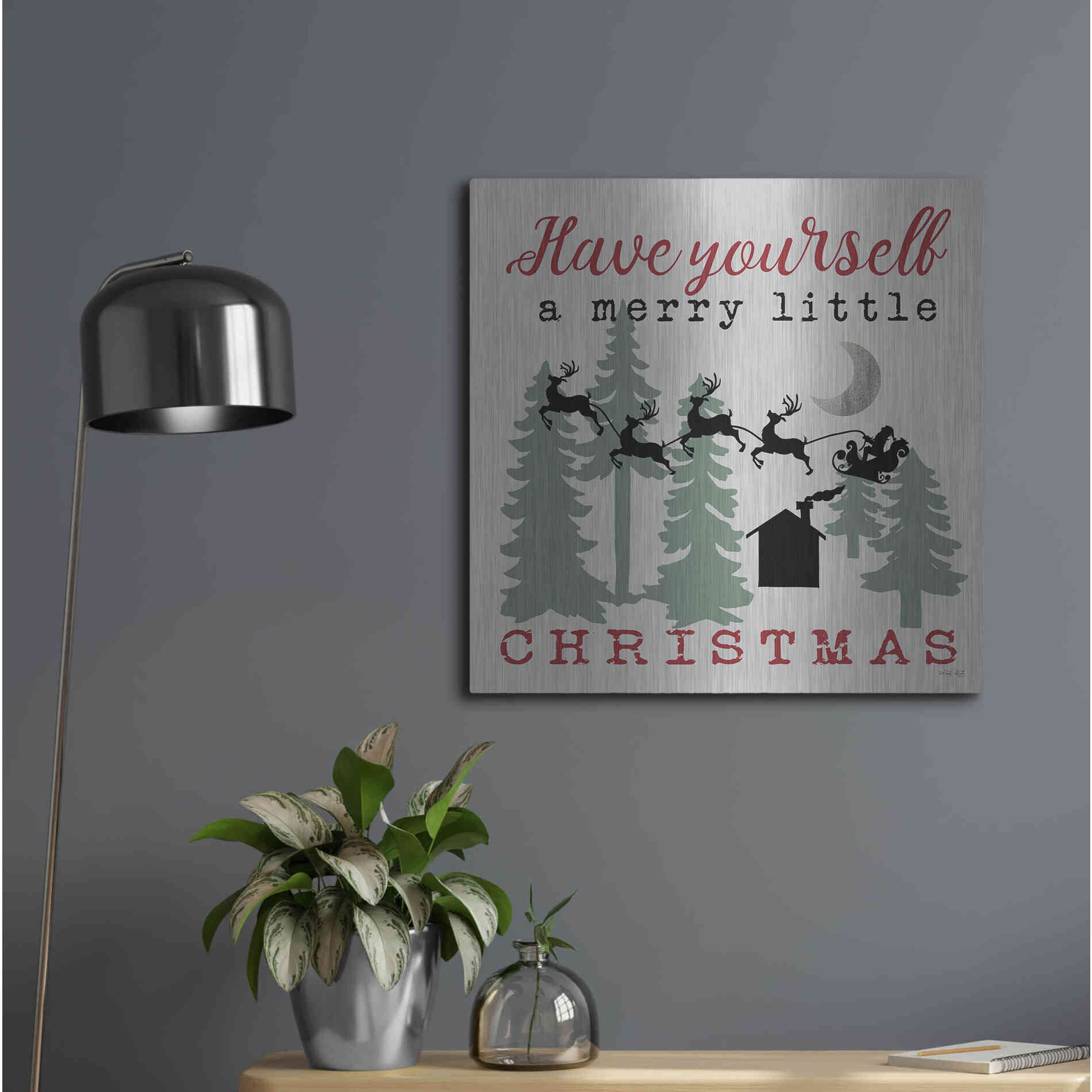 Luxe Metal Art 'Have Yourself a Merry Little Christmas' by Cindy Jacobs, Metal Wall Art,24x24