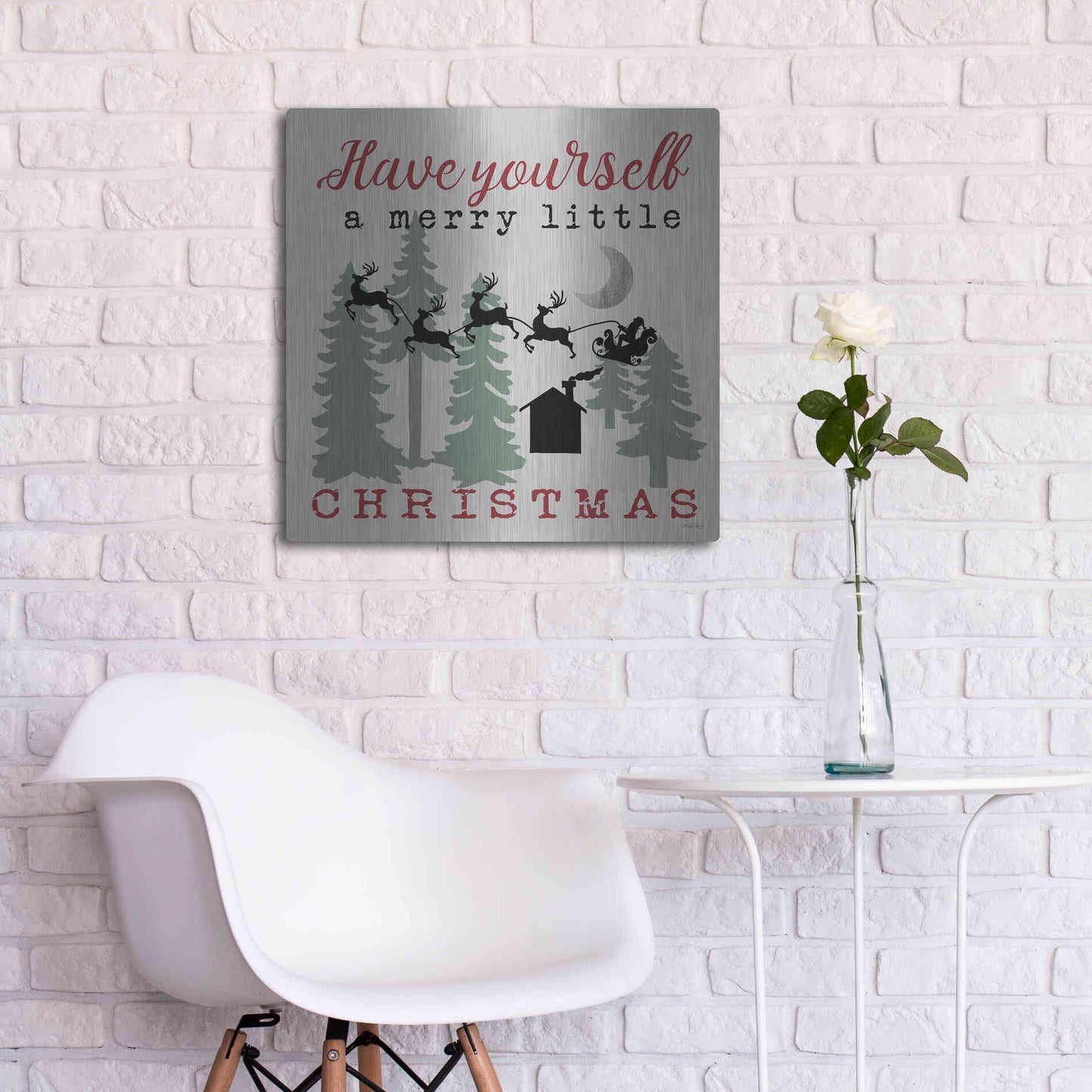 Luxe Metal Art 'Have Yourself a Merry Little Christmas' by Cindy Jacobs, Metal Wall Art,24x24