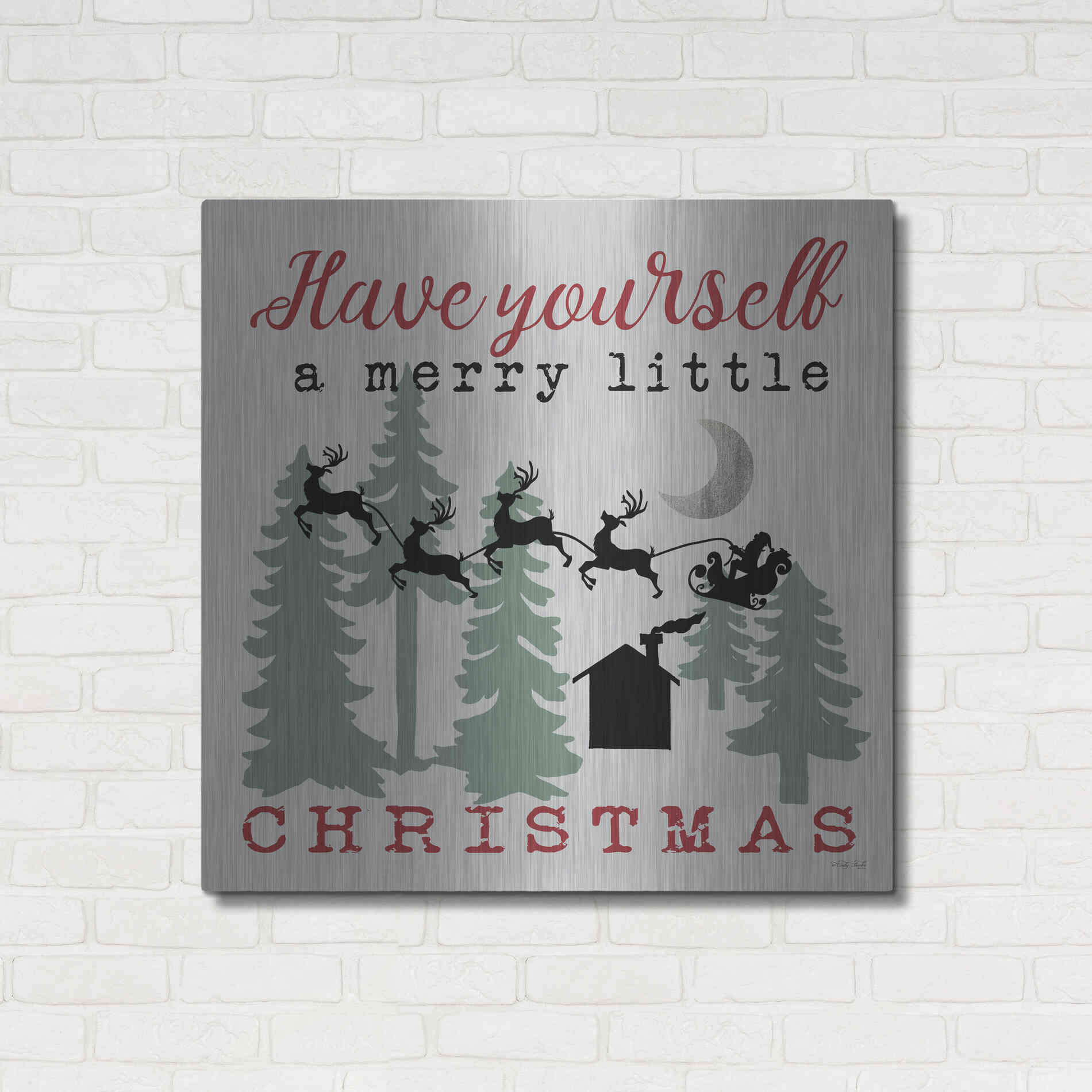 Luxe Metal Art 'Have Yourself a Merry Little Christmas' by Cindy Jacobs, Metal Wall Art,36x36