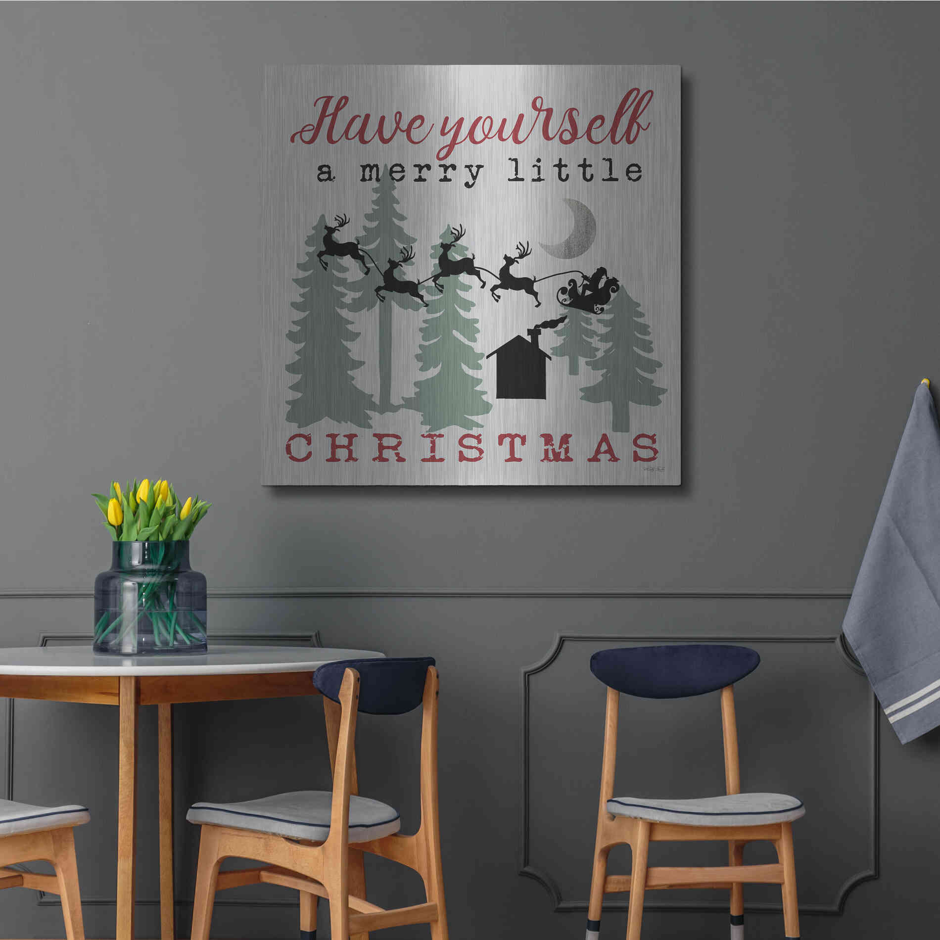 Luxe Metal Art 'Have Yourself a Merry Little Christmas' by Cindy Jacobs, Metal Wall Art,36x36