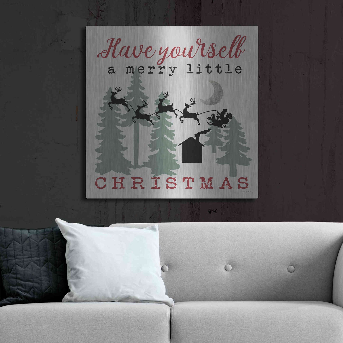Luxe Metal Art 'Have Yourself a Merry Little Christmas' by Cindy Jacobs, Metal Wall Art,36x36