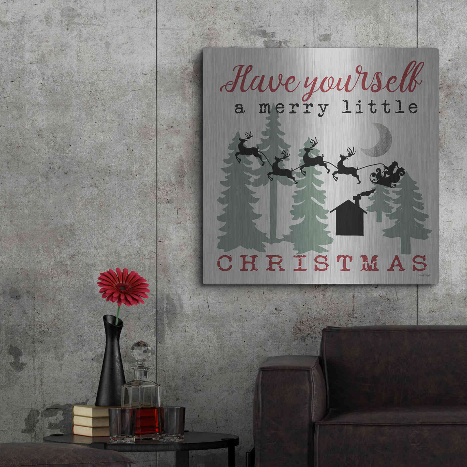 Luxe Metal Art 'Have Yourself a Merry Little Christmas' by Cindy Jacobs, Metal Wall Art,36x36