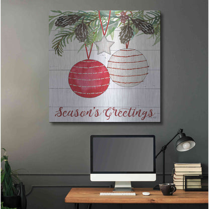 Luxe Metal Art 'Season's Greetings Ornaments' by Cindy Jacobs, Metal Wall Art,36x36