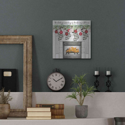 Luxe Metal Art 'The Stockings Were Hung' by Cindy Jacobs, Metal Wall Art,12x12