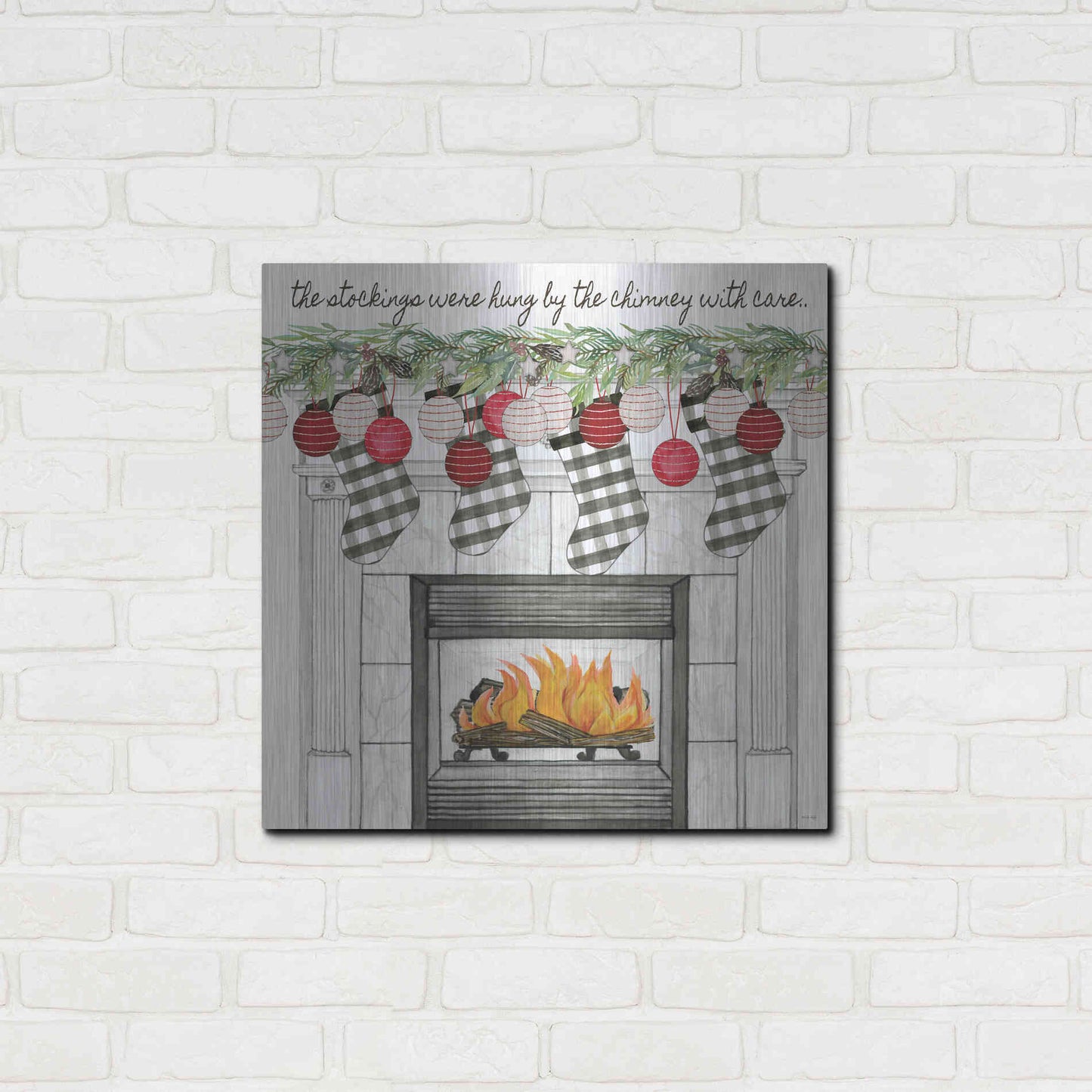 Luxe Metal Art 'The Stockings Were Hung' by Cindy Jacobs, Metal Wall Art,24x24