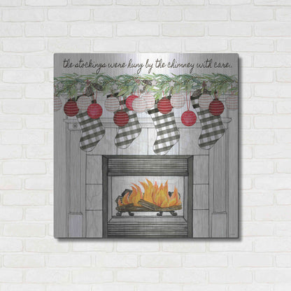 Luxe Metal Art 'The Stockings Were Hung' by Cindy Jacobs, Metal Wall Art,36x36