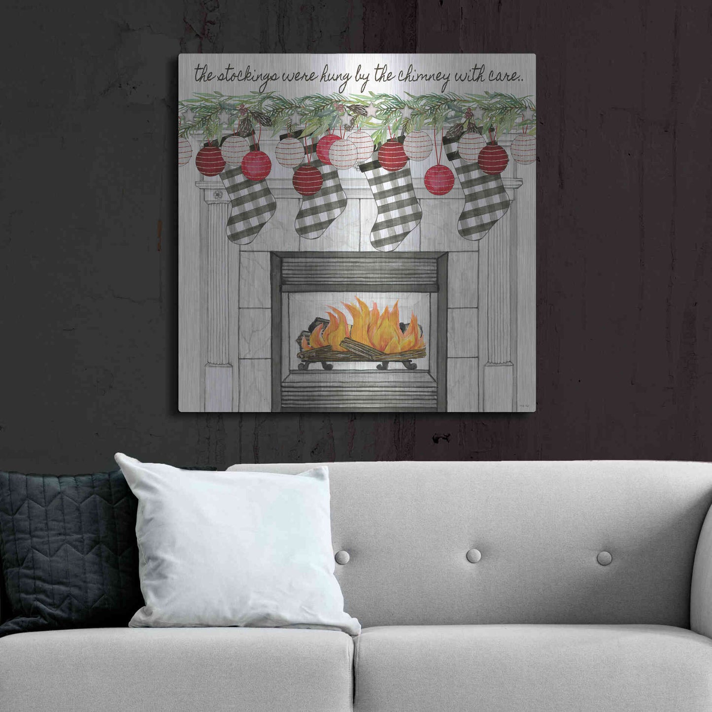 Luxe Metal Art 'The Stockings Were Hung' by Cindy Jacobs, Metal Wall Art,36x36