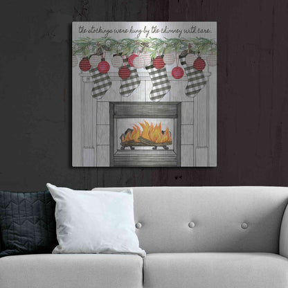 Luxe Metal Art 'The Stockings Were Hung' by Cindy Jacobs, Metal Wall Art,36x36
