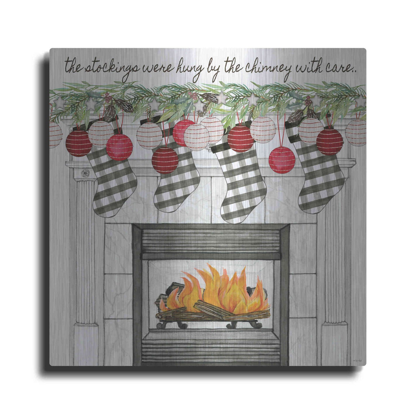 Luxe Metal Art 'The Stockings Were Hung' by Cindy Jacobs, Metal Wall Art