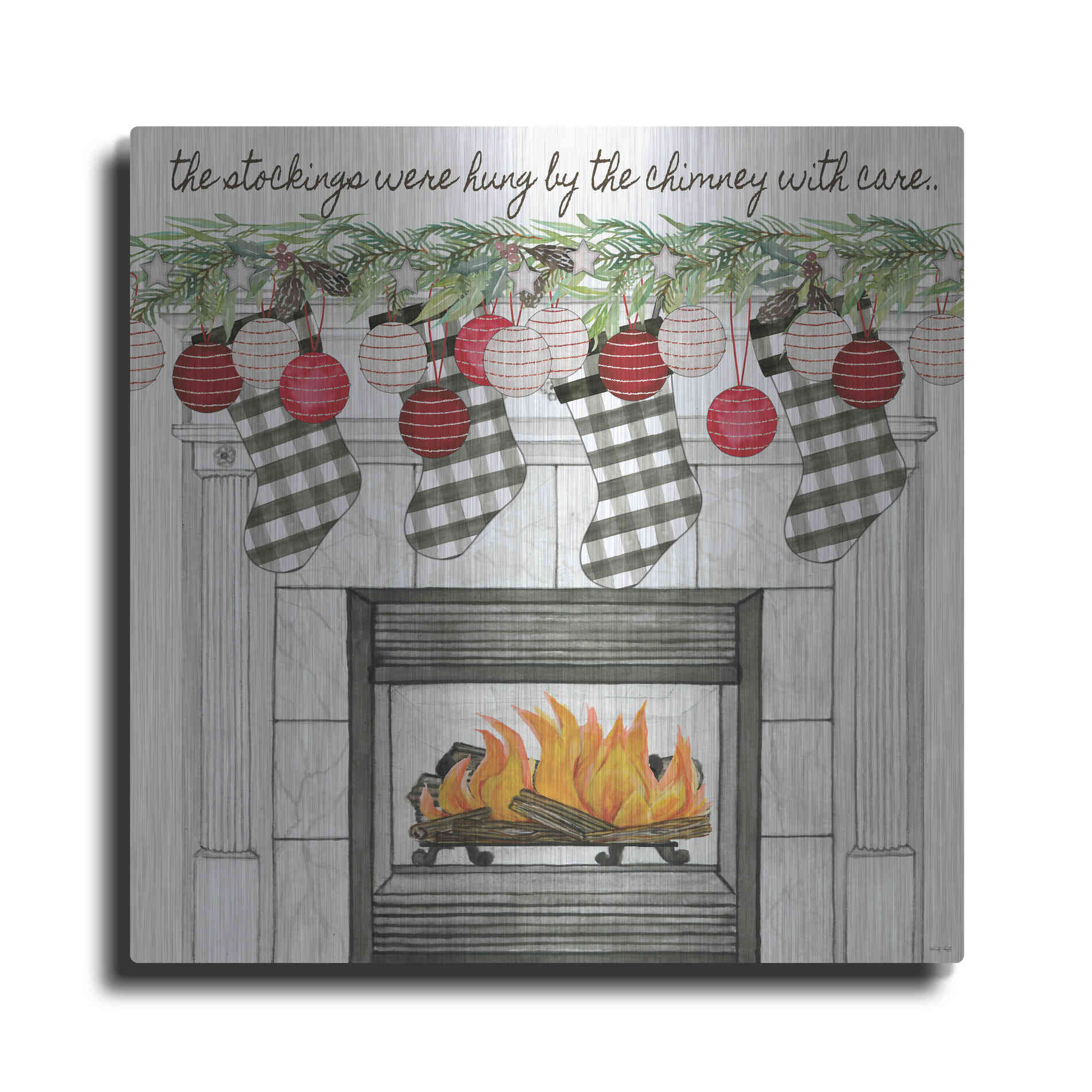 Luxe Metal Art 'The Stockings Were Hung' by Cindy Jacobs, Metal Wall Art