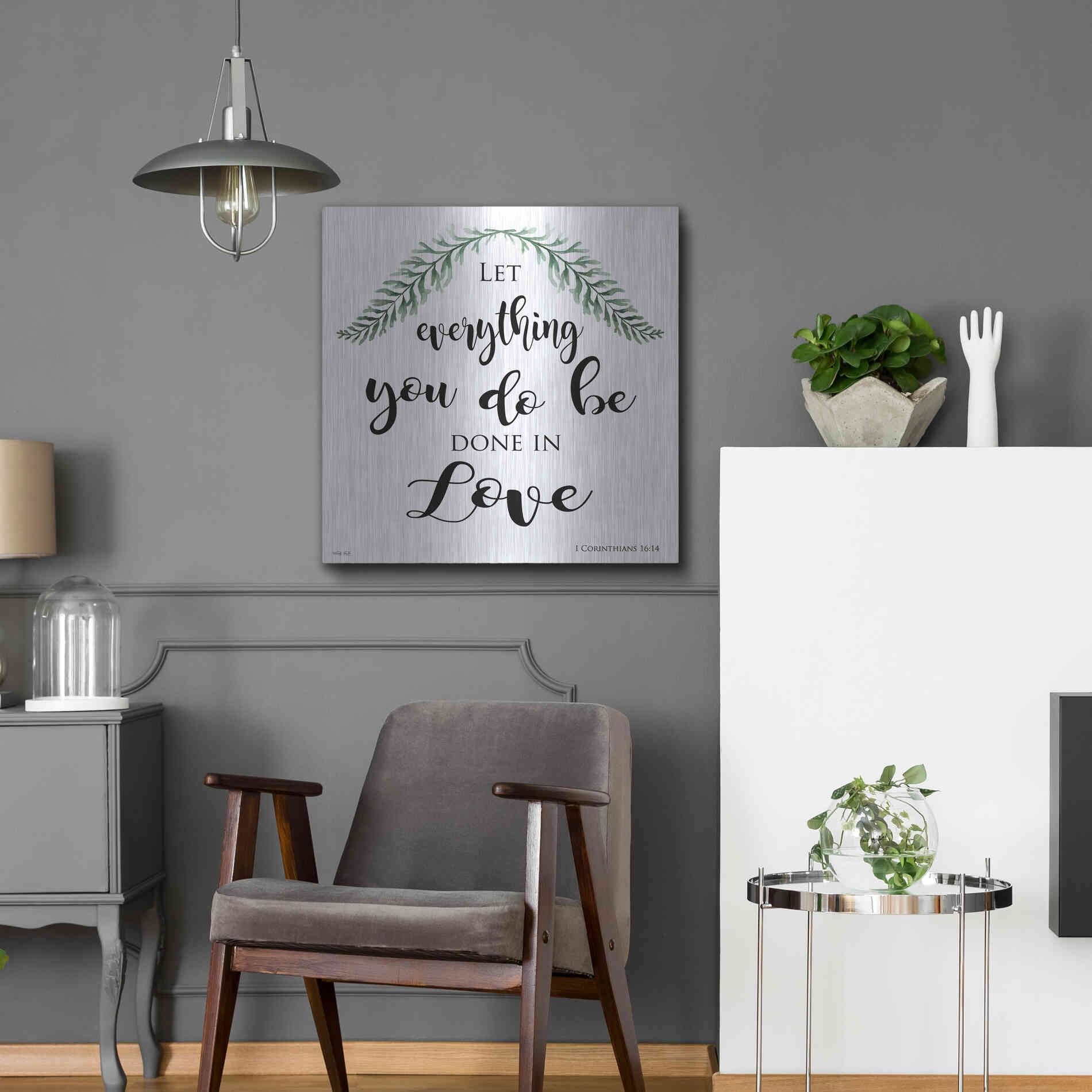 Luxe Metal Art 'Let Everything You Do Be Done in Love' by Cindy Jacobs, Metal Wall Art,24x24