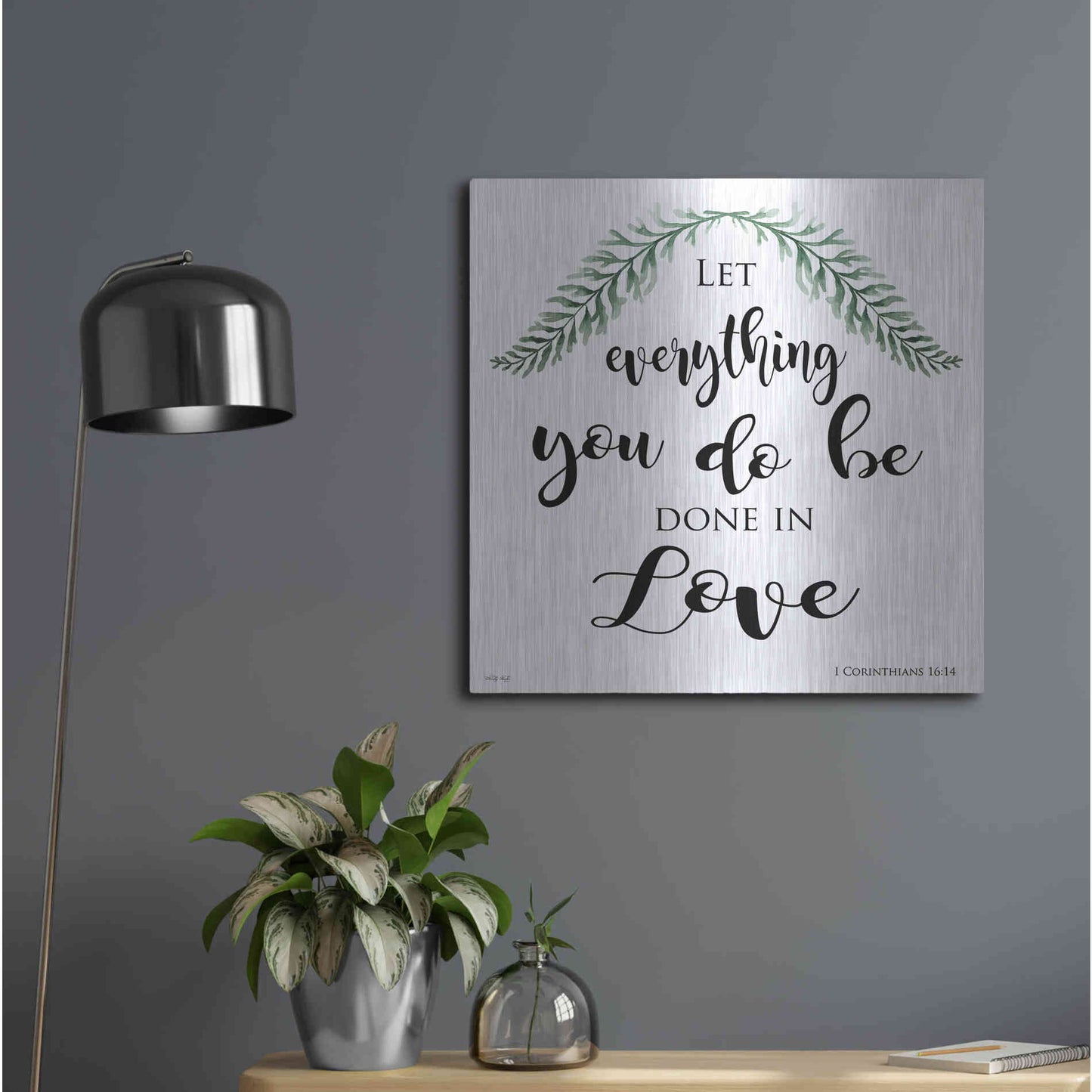Luxe Metal Art 'Let Everything You Do Be Done in Love' by Cindy Jacobs, Metal Wall Art,24x24
