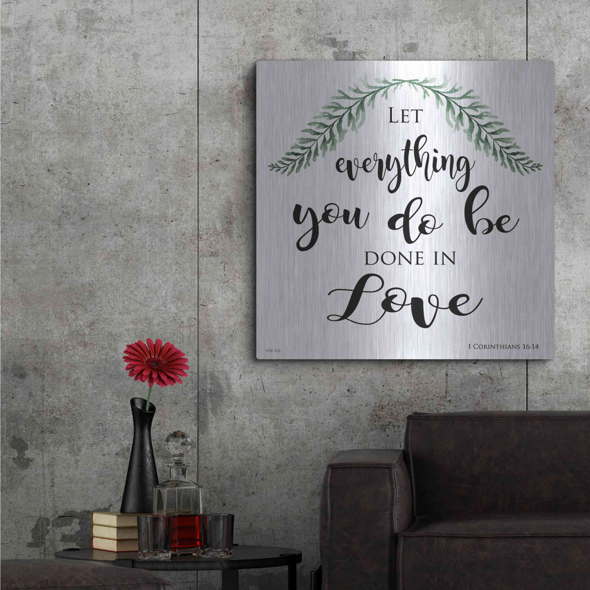 Luxe Metal Art 'Let Everything You Do Be Done in Love' by Cindy Jacobs, Metal Wall Art,36x36