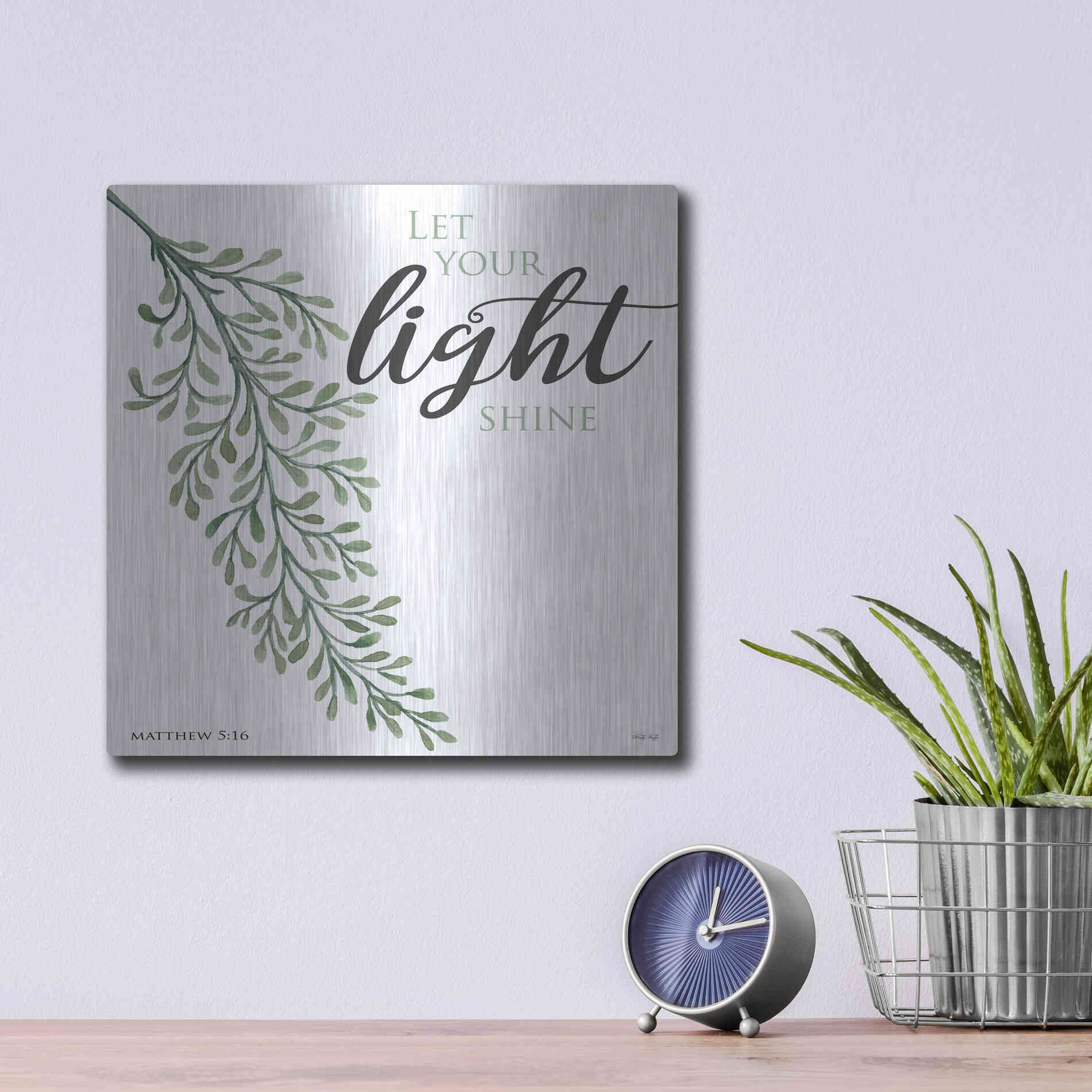 Luxe Metal Art 'Let Your Light Shine' by Cindy Jacobs, Metal Wall Art,12x12
