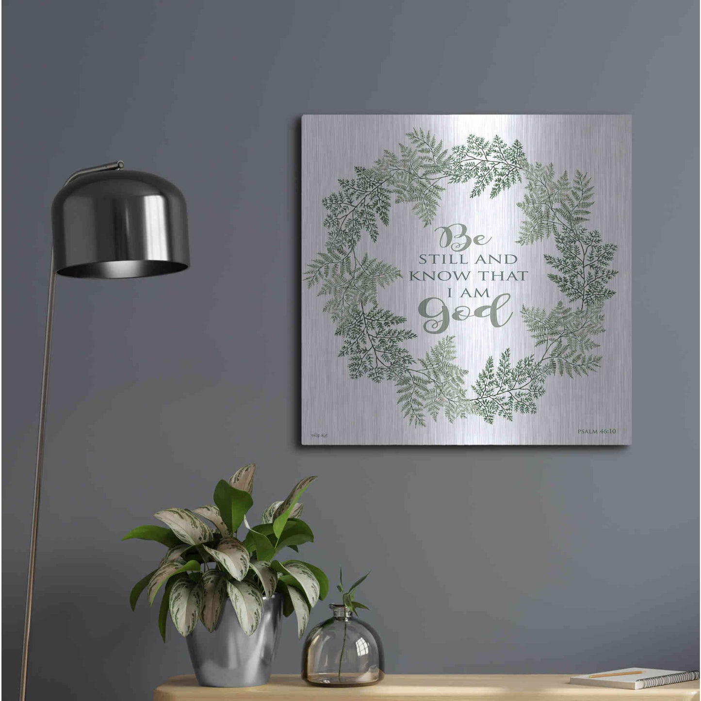 Luxe Metal Art 'Be Still Wreath' by Cindy Jacobs, Metal Wall Art,24x24