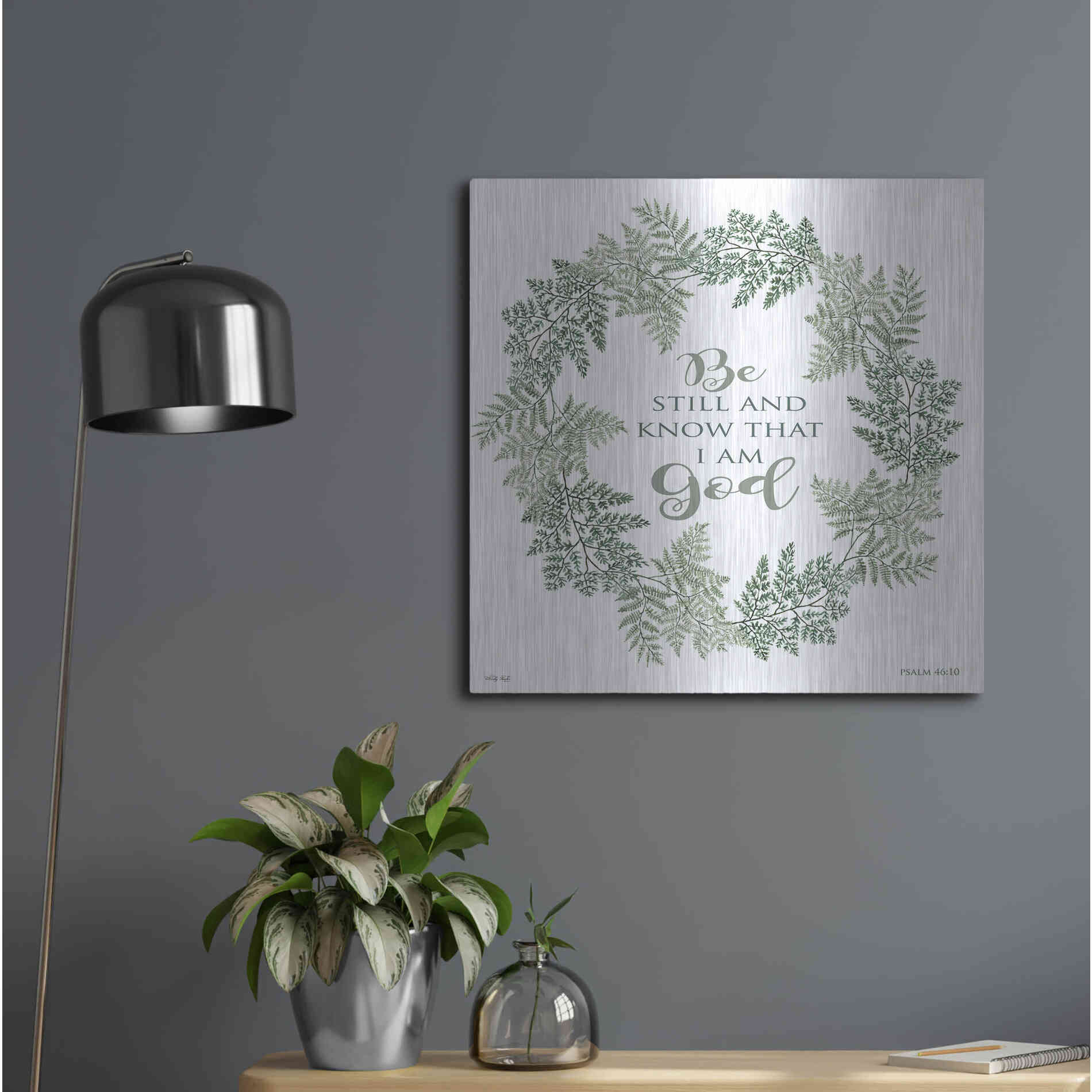 Luxe Metal Art 'Be Still Wreath' by Cindy Jacobs, Metal Wall Art,24x24