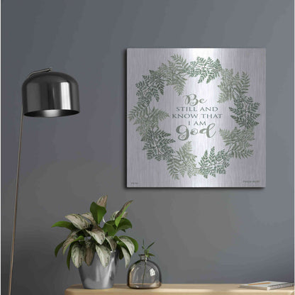 Luxe Metal Art 'Be Still Wreath' by Cindy Jacobs, Metal Wall Art,24x24