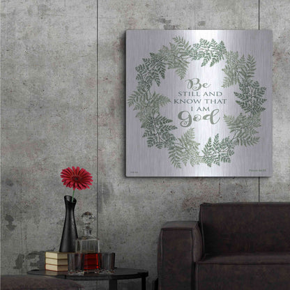 Luxe Metal Art 'Be Still Wreath' by Cindy Jacobs, Metal Wall Art,36x36