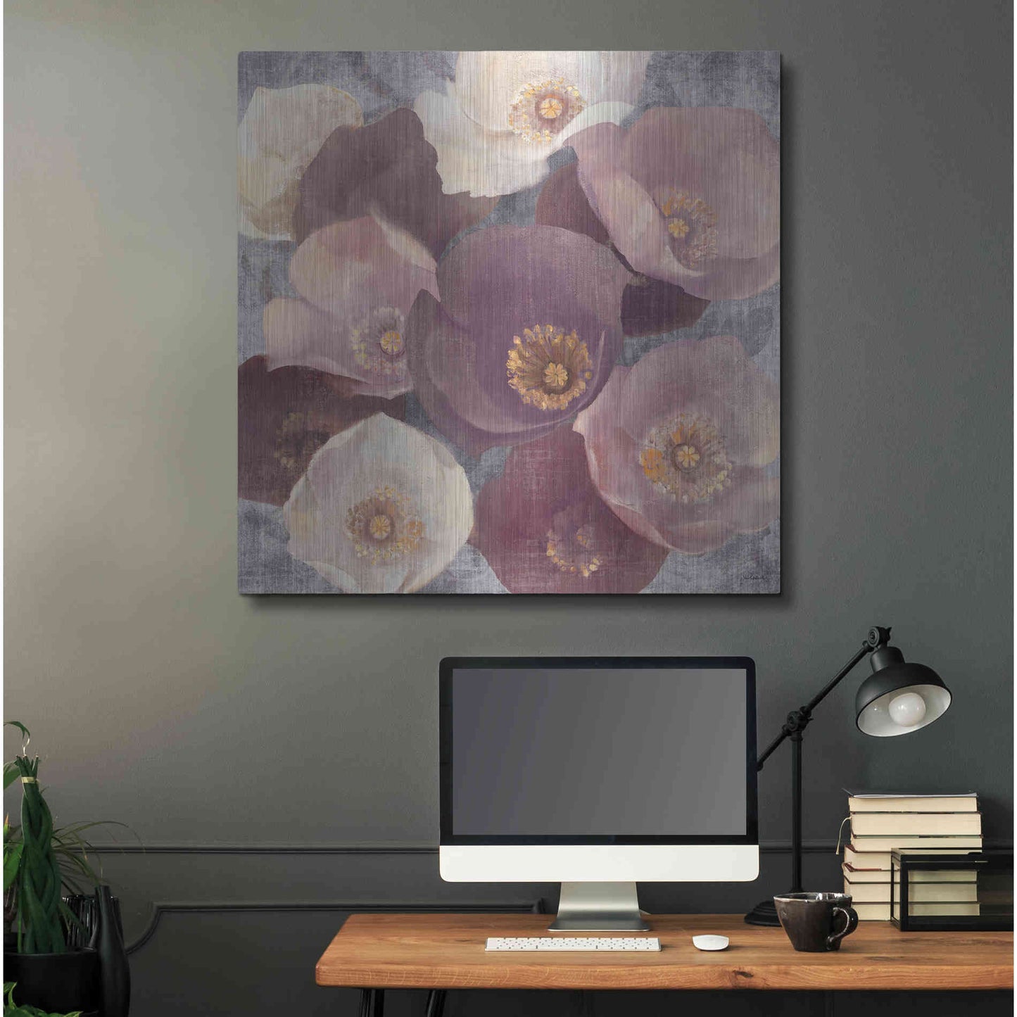 Luxe Metal Art 'Eventide Plum' by Albena Hristova, Metal Wall Art,36x36