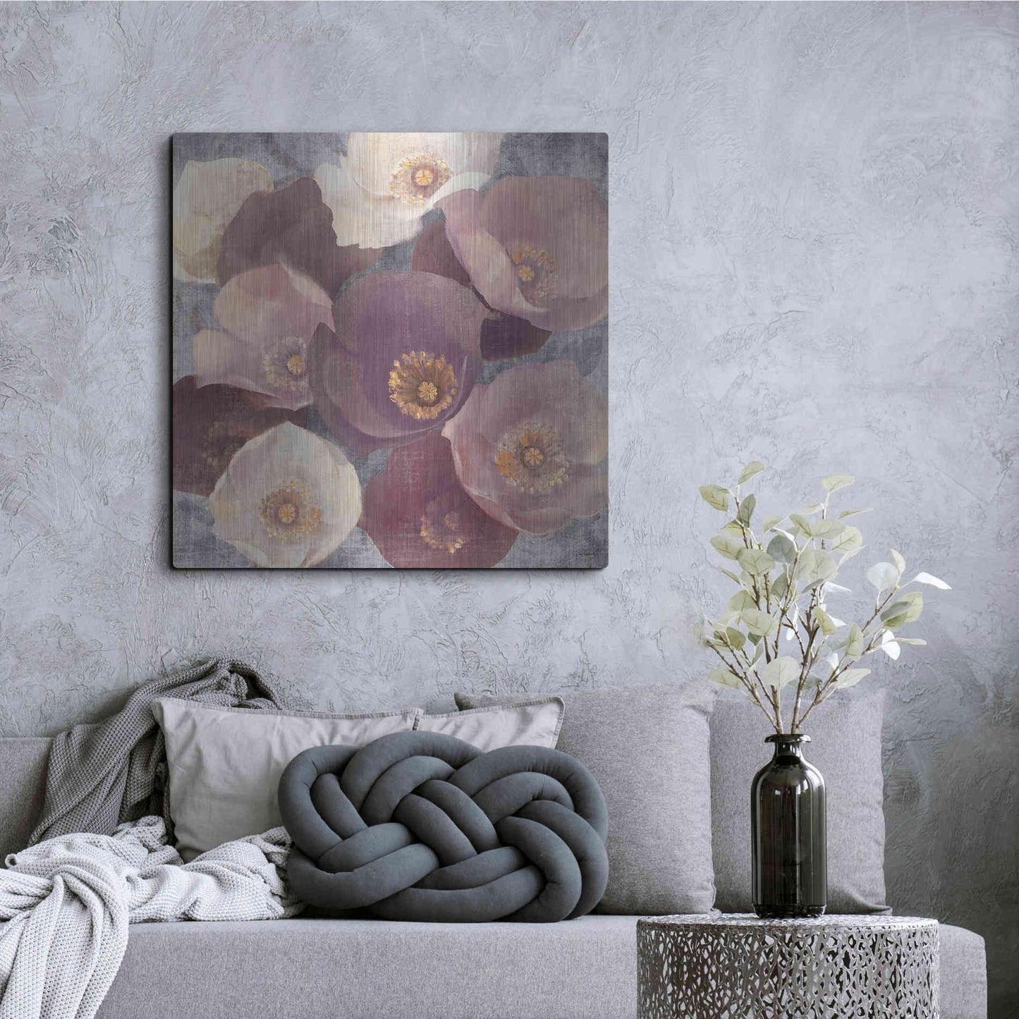 Luxe Metal Art 'Eventide Plum' by Albena Hristova, Metal Wall Art,36x36