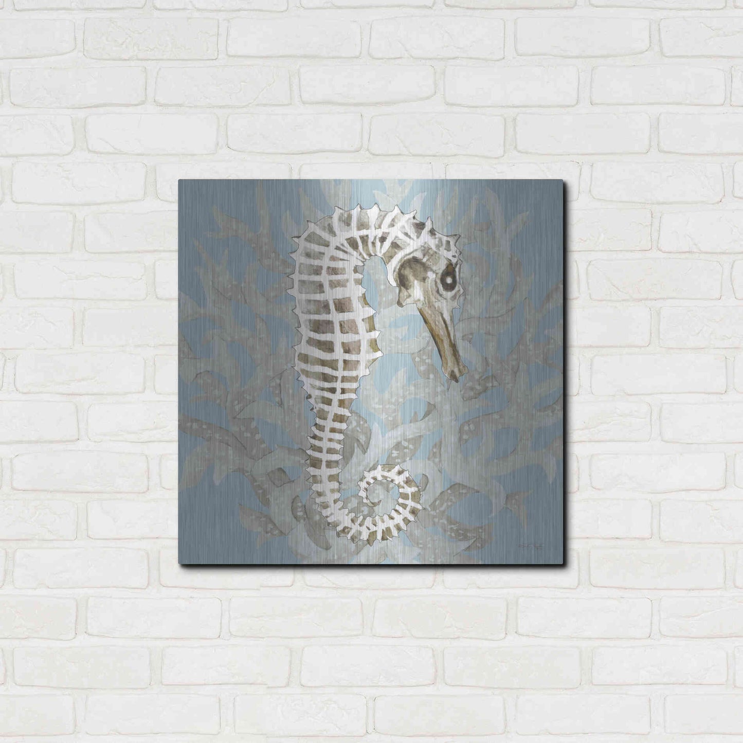 Luxe Metal Art 'Coral Seahorse I' by Cindy Jacobs, Metal Wall Art,24x24