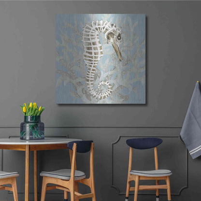 Luxe Metal Art 'Coral Seahorse I' by Cindy Jacobs, Metal Wall Art,36x36