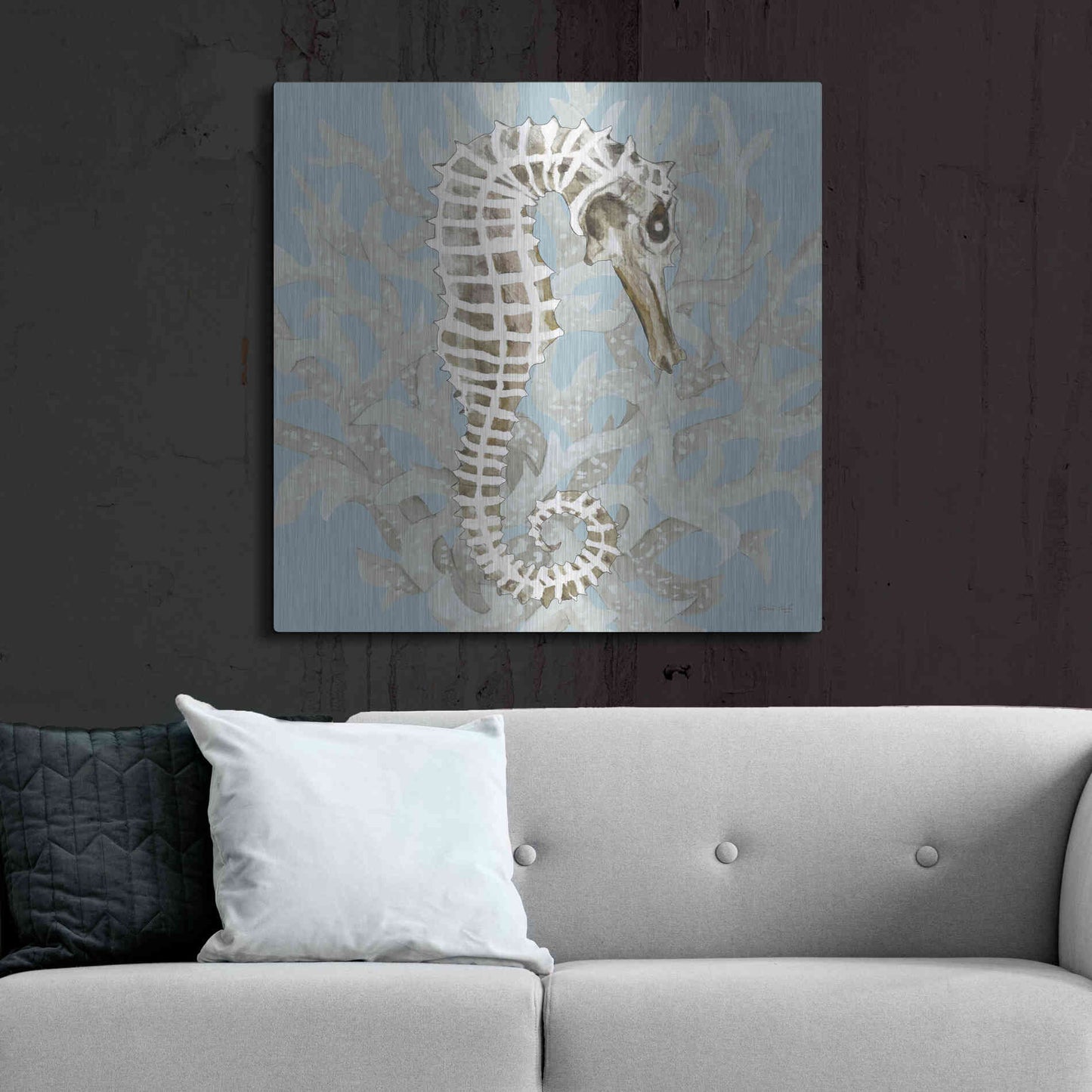 Luxe Metal Art 'Coral Seahorse I' by Cindy Jacobs, Metal Wall Art,36x36