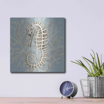 Luxe Metal Art 'Coral Seahorse II' by Cindy Jacobs, Metal Wall Art,12x12