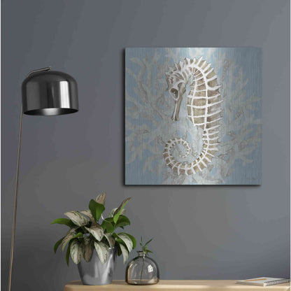 Luxe Metal Art 'Coral Seahorse II' by Cindy Jacobs, Metal Wall Art,24x24