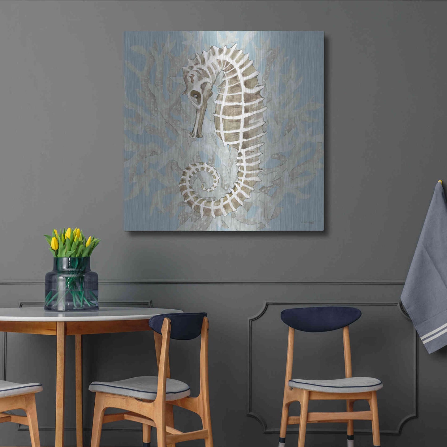 Luxe Metal Art 'Coral Seahorse II' by Cindy Jacobs, Metal Wall Art,36x36