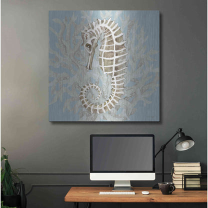 Luxe Metal Art 'Coral Seahorse II' by Cindy Jacobs, Metal Wall Art,36x36