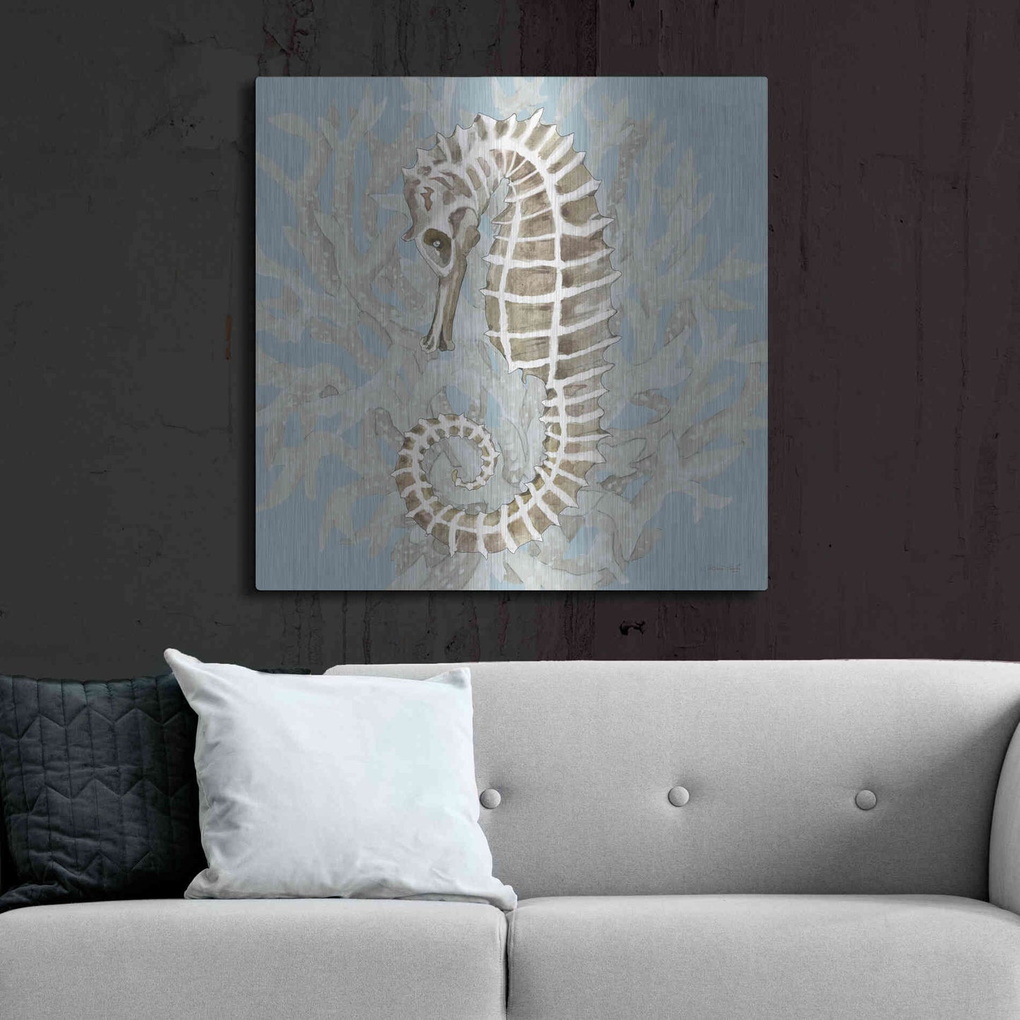 Luxe Metal Art 'Coral Seahorse II' by Cindy Jacobs, Metal Wall Art,36x36