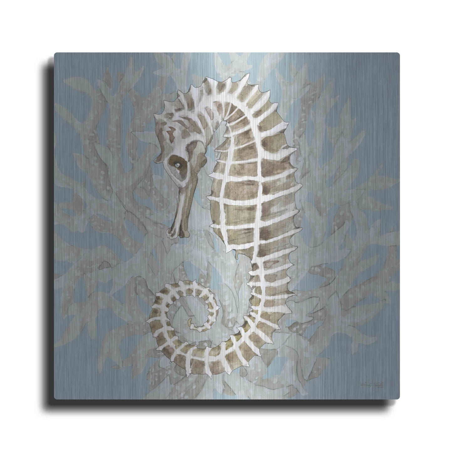 Luxe Metal Art 'Coral Seahorse II' by Cindy Jacobs, Metal Wall Art