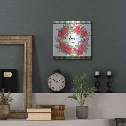 Luxe Metal Art 'Love Gathers Here Flower Crown' by Cindy Jacobs, Metal Wall Art,12x12