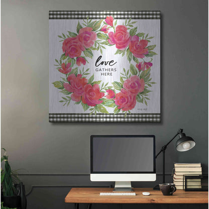 Luxe Metal Art 'Love Gathers Here Flower Crown' by Cindy Jacobs, Metal Wall Art,36x36