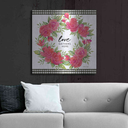 Luxe Metal Art 'Love Gathers Here Flower Crown' by Cindy Jacobs, Metal Wall Art,36x36