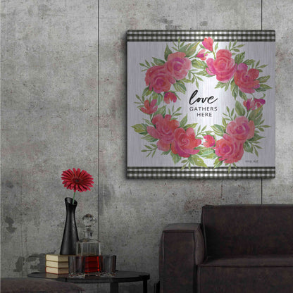 Luxe Metal Art 'Love Gathers Here Flower Crown' by Cindy Jacobs, Metal Wall Art,36x36