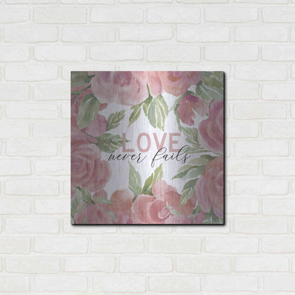 Luxe Metal Art 'Love Never Fails Roses' by Cindy Jacobs, Metal Wall Art,24x24