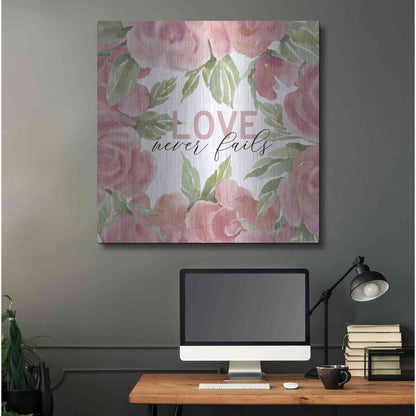 Luxe Metal Art 'Love Never Fails Roses' by Cindy Jacobs, Metal Wall Art,36x36