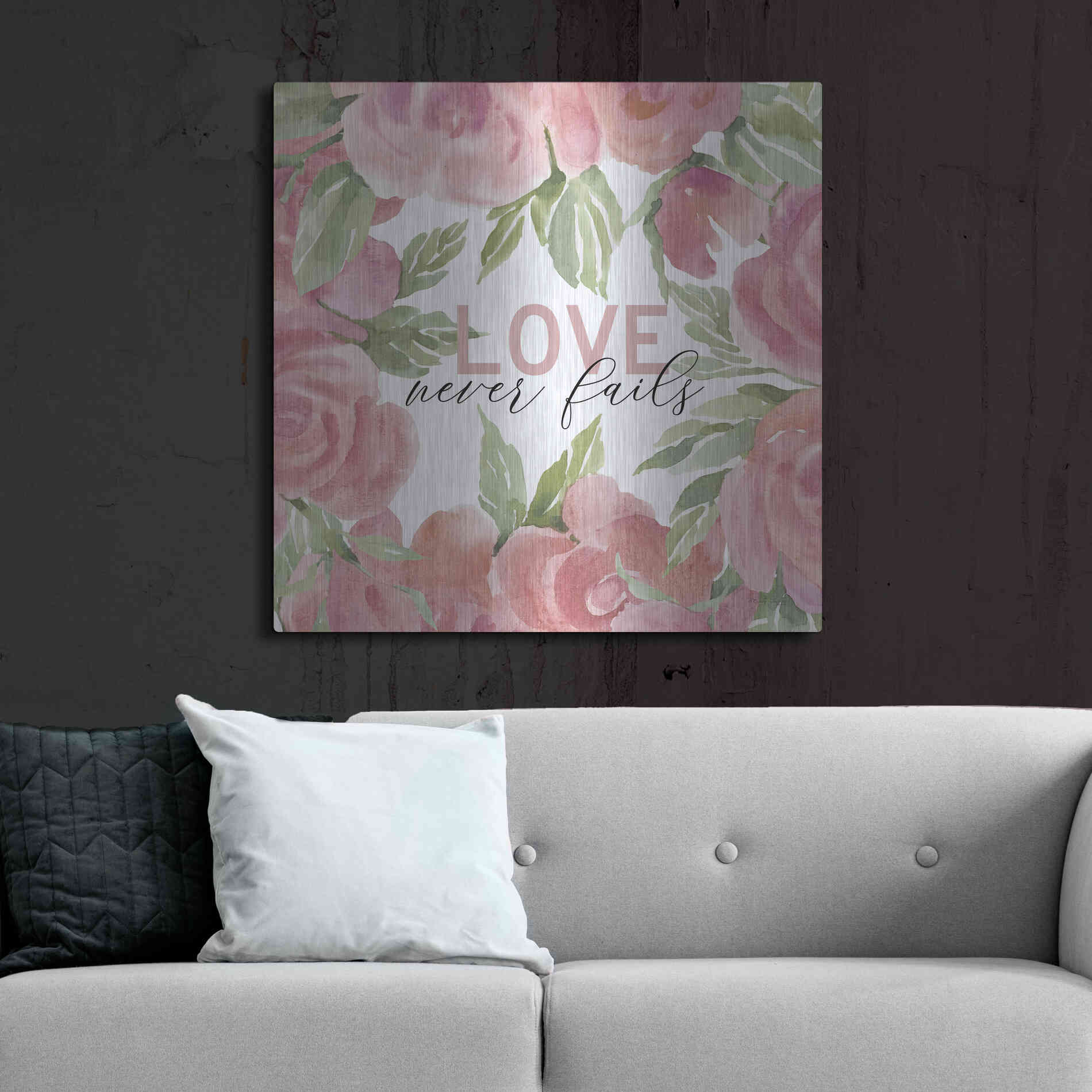 Luxe Metal Art 'Love Never Fails Roses' by Cindy Jacobs, Metal Wall Art,36x36