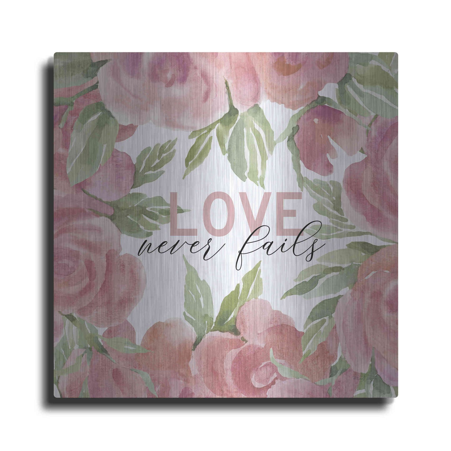 Luxe Metal Art 'Love Never Fails Roses' by Cindy Jacobs, Metal Wall Art