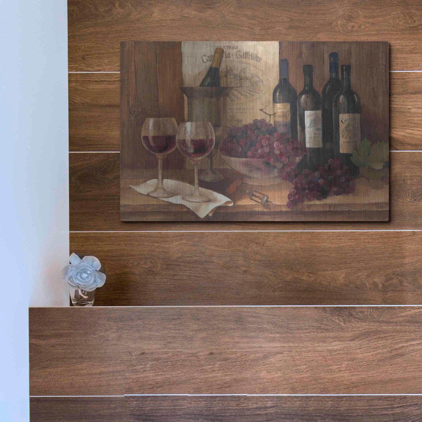 Luxe Metal Art 'Vintage Wine' by Albena Hristova, Metal Wall Art,16x12