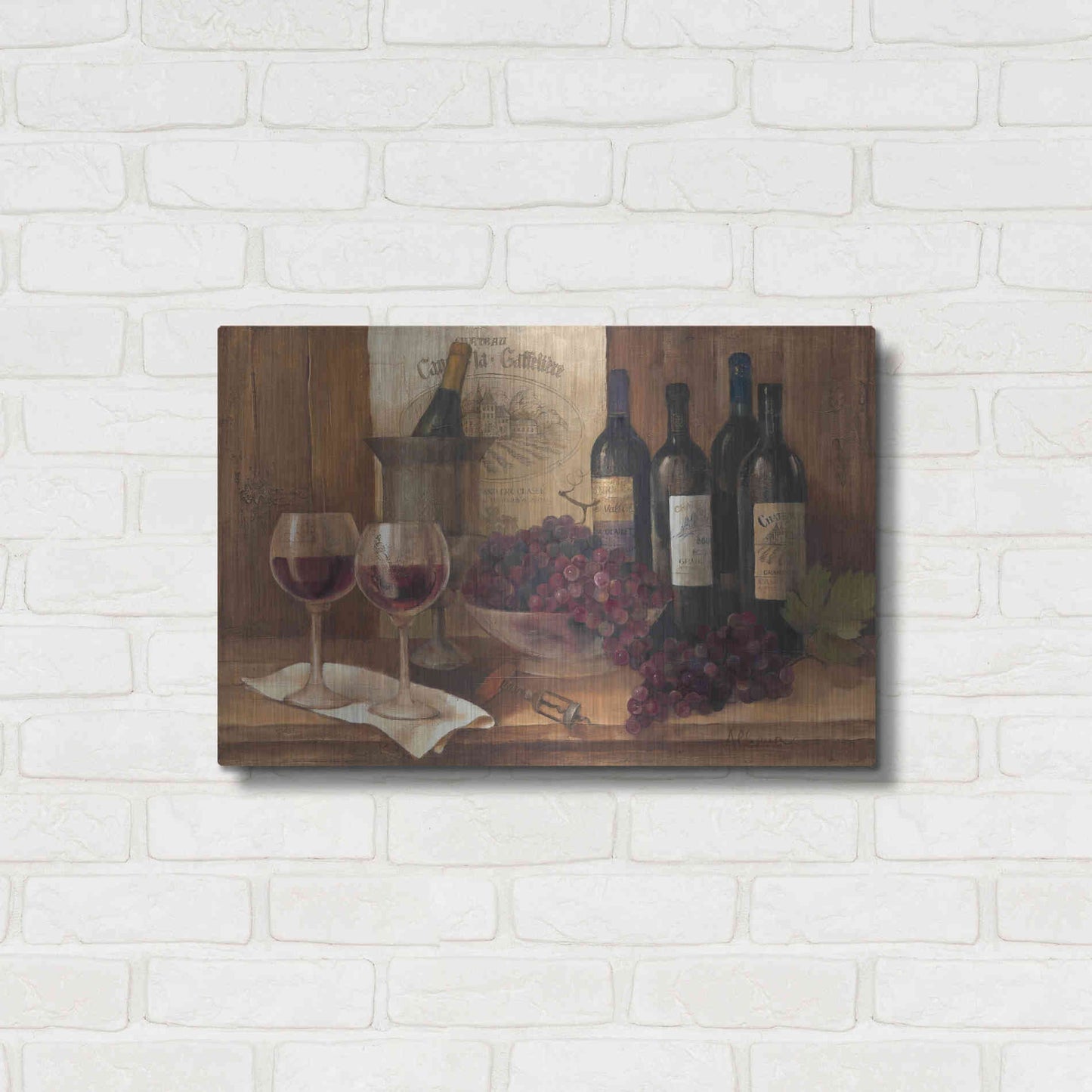 Luxe Metal Art 'Vintage Wine' by Albena Hristova, Metal Wall Art,24x16