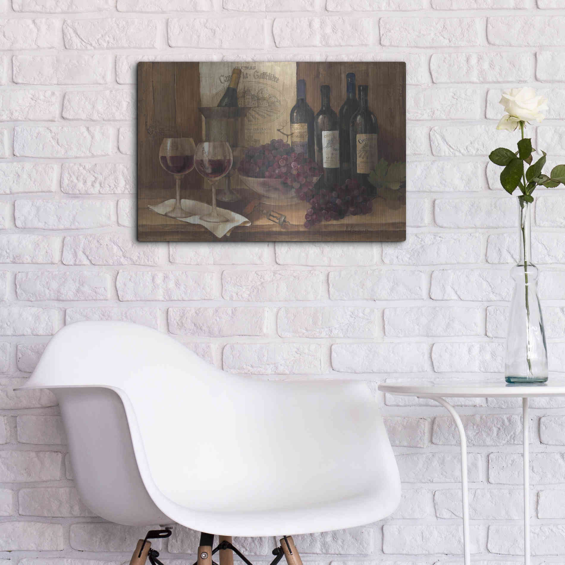 Luxe Metal Art 'Vintage Wine' by Albena Hristova, Metal Wall Art,24x16