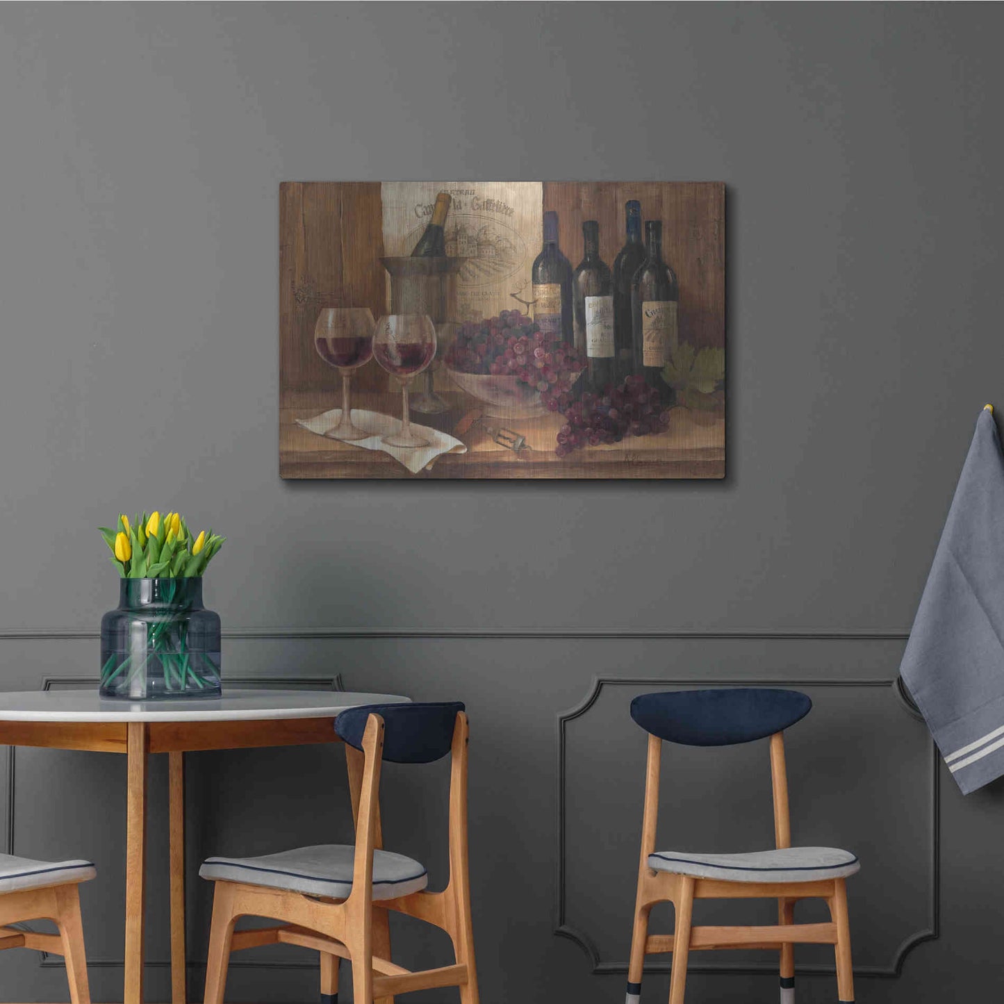 Luxe Metal Art 'Vintage Wine' by Albena Hristova, Metal Wall Art,36x24