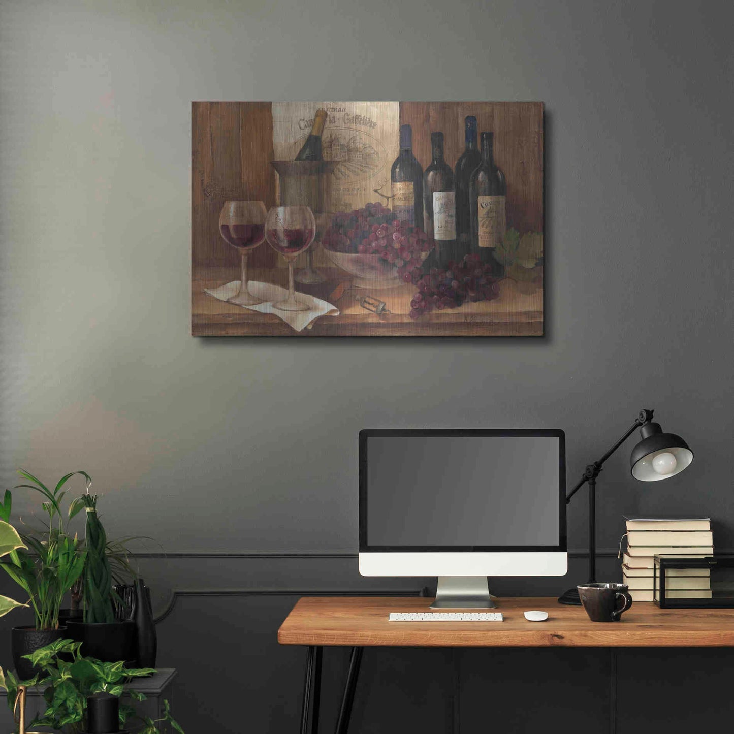 Luxe Metal Art 'Vintage Wine' by Albena Hristova, Metal Wall Art,36x24