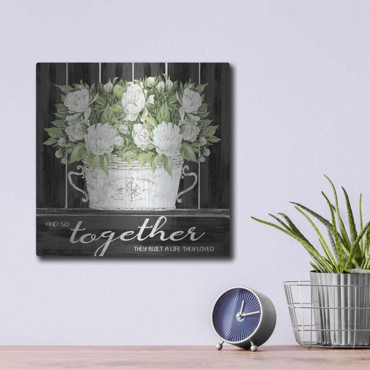 Luxe Metal Art 'And So Together' by Cindy Jacobs, Metal Wall Art,12x12