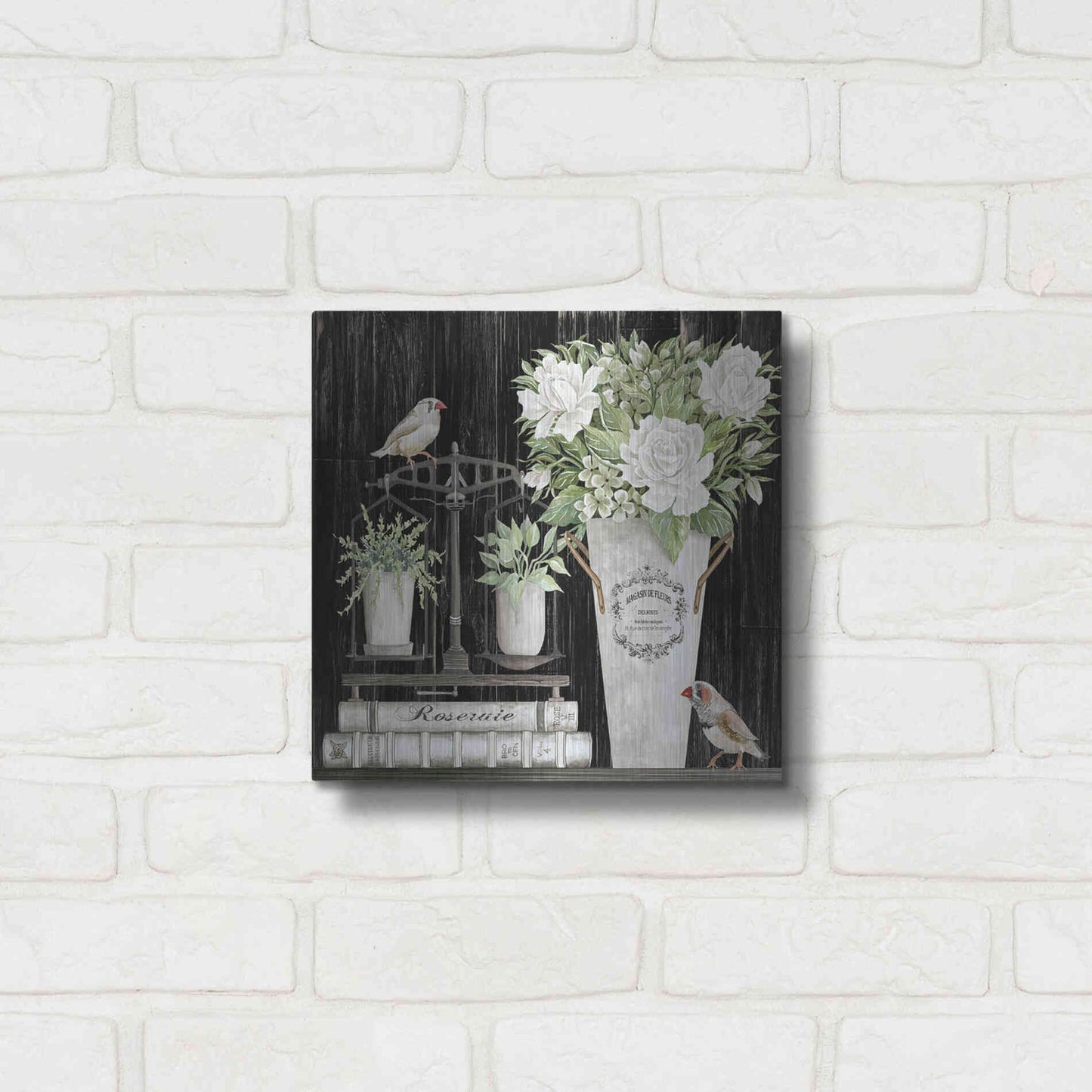 Luxe Metal Art 'Roses and Scales' by Cindy Jacobs, Metal Wall Art,12x12