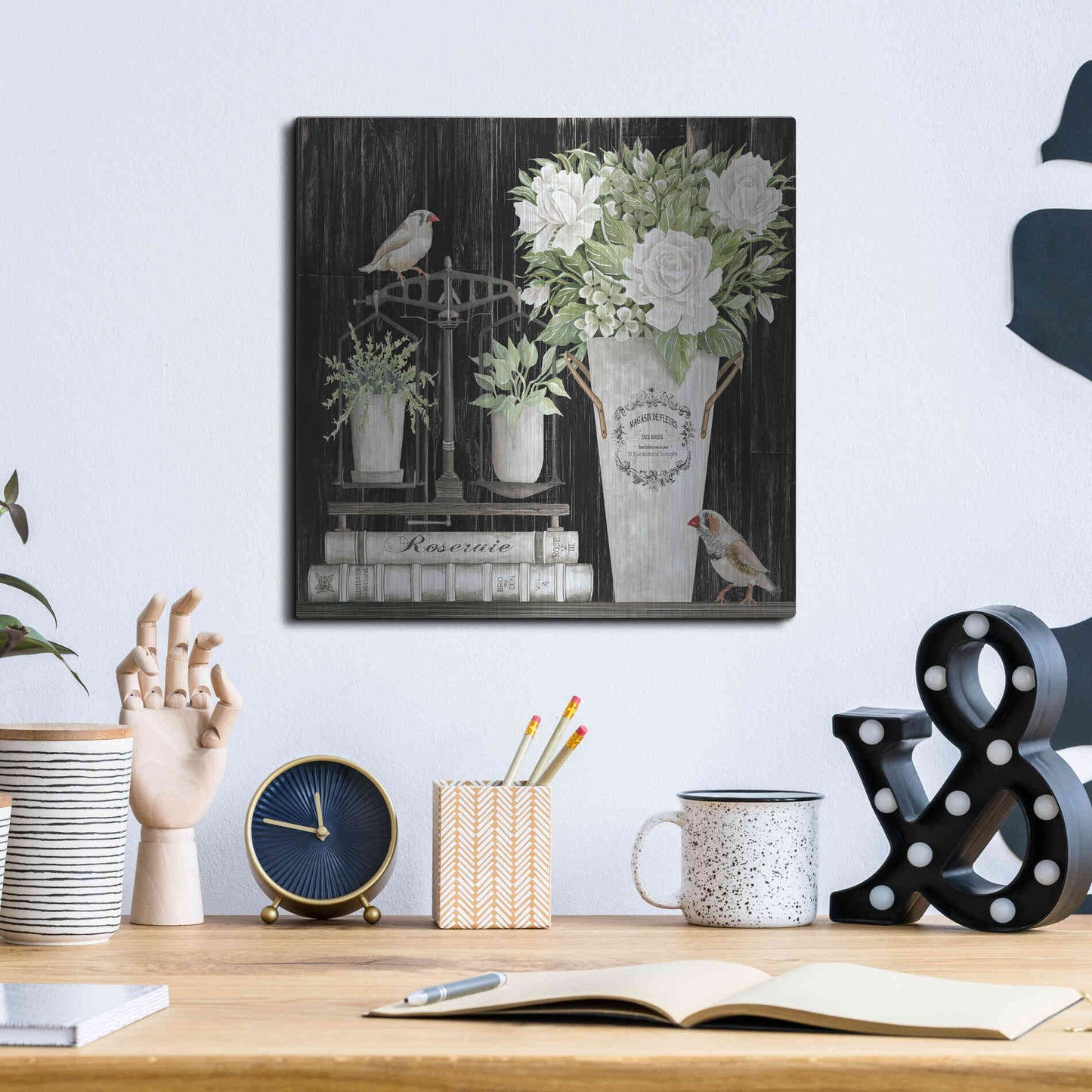 Luxe Metal Art 'Roses and Scales' by Cindy Jacobs, Metal Wall Art,12x12