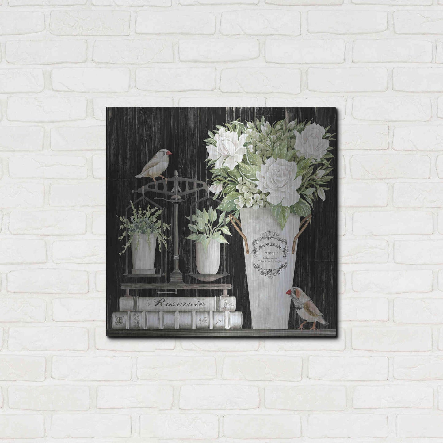 Luxe Metal Art 'Roses and Scales' by Cindy Jacobs, Metal Wall Art,24x24